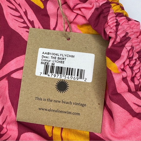 Aloe Aloe Swim 3-Piece Bikini Set w/ Skirt in Lychee Print - Size M - Picture 9 of 11